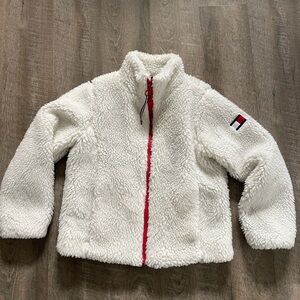 Tommy Hilfiger Cream Sherpa Jacket with Red Trim